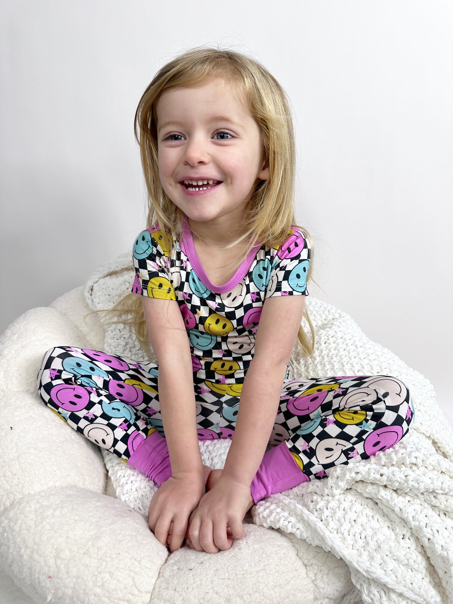 Get Happy Checkered Smiles-2 Piece Pajama Set